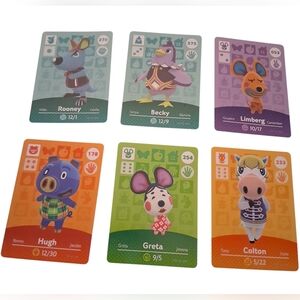 Hugh Amiibo Card Animal Crossing Nintendo 6PC Set Girls Boys Women Men Teen